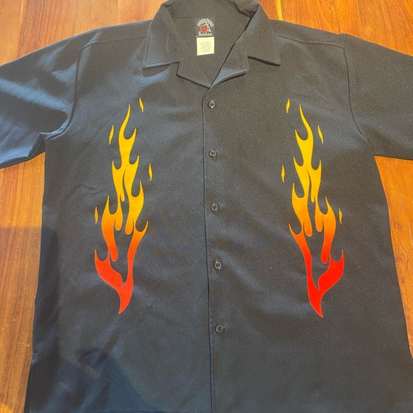 Flame bowling shirt by after hours, short sleeve, men’s size large - Picture 1 of 4